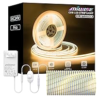 COB LED Strip Light 32.8ft/10m,CRI 90+ Warm White 2700K High Lumen Dimmable Super Bright Flexible DC24V LED Tape Light with Controller/Dimmer,for Cabinet Home Office DIY Lighting Projects