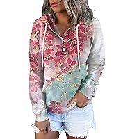 Btbdydh Fall Winter Outfits Fall Tops for Women Gradient Print Pullover Hoodies Long Sleeve with Pockets Tops Button Down Collar Sweatshirts