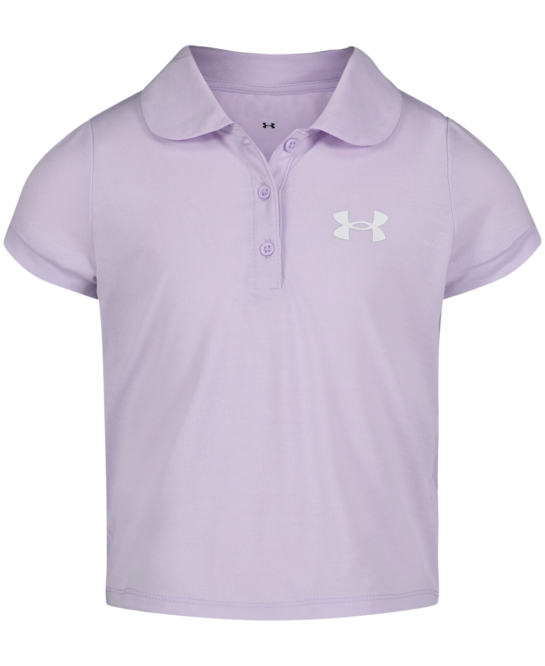 Under Armour Girls' Short Sleeve Polo Collared Shirt, Chest Logo, Soft & Comfortable, Nebula Purple