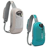 G4Free Sling Bag RFID Blocking Lightweight Crossbody Backpack Chest Shoulder Bag for Travel Sports Running Hiking (Grey+Teal Blue)
