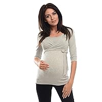2in1 Pregnancy Nursing Wrap Top 3/4 Sleeved Tunic Pregnant Breastfeeding Women 7035