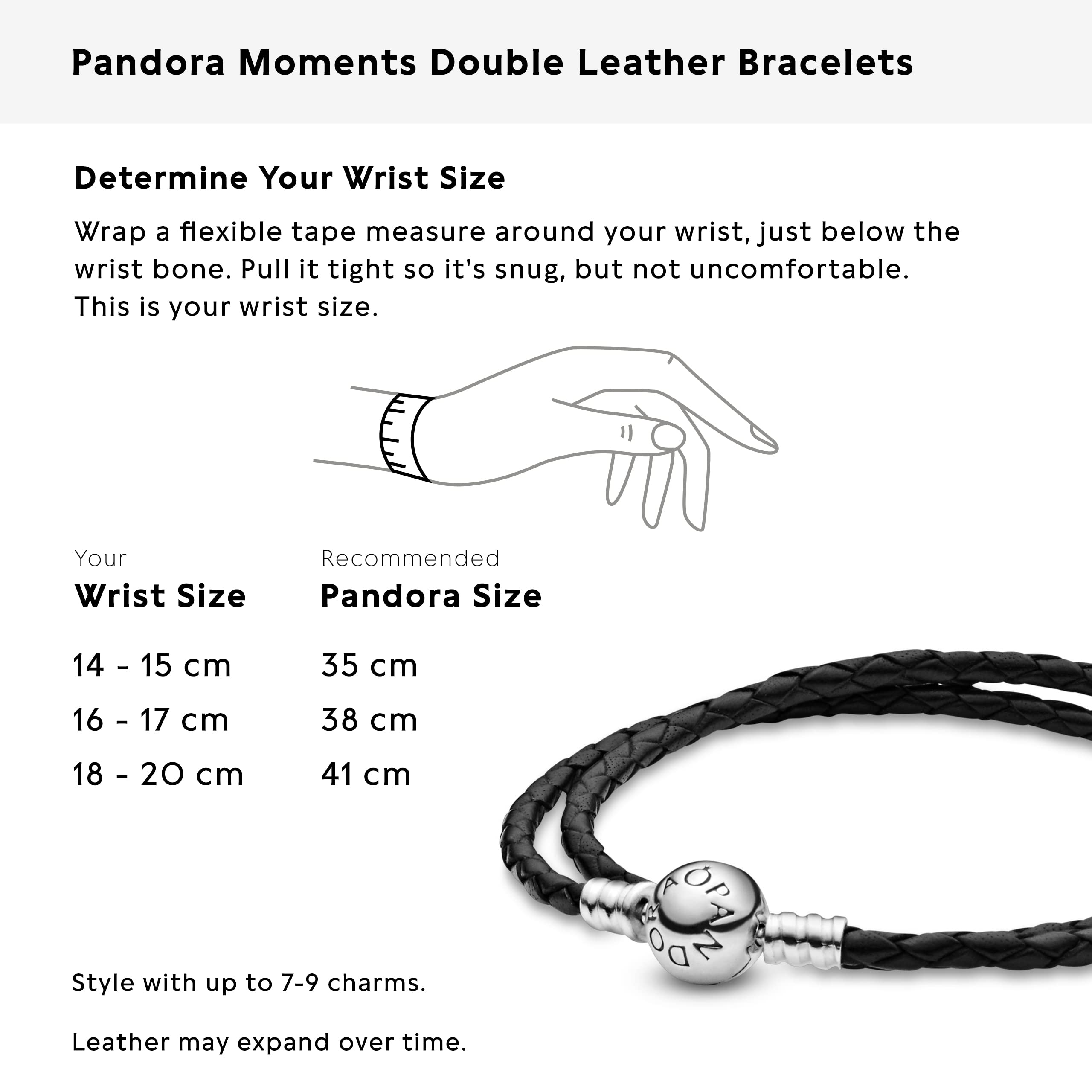 Pandora - Pandora Moments Black Leather Slider Bracelet on Designer Wardrobe