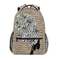 ALAZA African Woman with Zebra Print Hair School Bag Travel Knapsack Bags for Primary Junior High School
