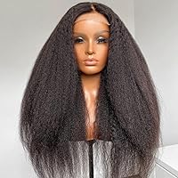Brazilian Remy Human Hair Kinky Straight 4X4 Lace Closure Wigs Italian Yaki Transparent HD 5X5 Lace Closure Wigs Pre Plucked Baby Hair Glueless-14inch 150% 5X5 HD Lace Closure Wig