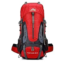 70L Large Camping Hiking Backpack, Light Hiking Large Capacity Outdoor Sports Hiking Bag Waterproof (red)