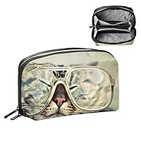 Electronics Organizer, Cute Cat Small Travel Cable Organizer Carrying Bag, Compact Tech Case Bag for Electronic Accessories, Cords, Charger, USB, Hard Drives