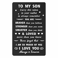 Son Engraved Wallet Card - To My Son Never Forget That I Love You Gifts from Mom Dad - Inspirational Gifts for Teen Boys, Adult Son Birthday Card, Graduation, Christmas