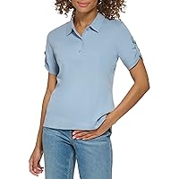 Calvin Klein Women's Plus Size Casual Comfortable D Ring Polo T Shirt