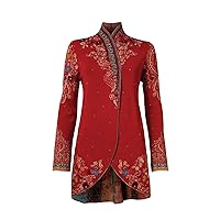 Long Jacket with Embroidery on the Back, Cherry