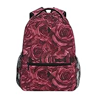 ALAZA Red Rose Flower Floral Backpack Purse with Multiple Pockets Name Card Personalized Travel Laptop Book Bag, Size S/16 inch