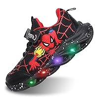 Toddler Boys Girls Light Up Shoes LED Lightweight Mesh Breathable Walking Sneakers Kids Spiderman Shoes Fashion Flashing Sneaker Athletic Running Shoe