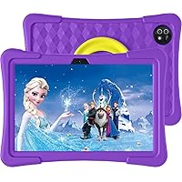 Tablet for Kids, 10 Inch Android 13 Kids Tablet with Kids Case, 6（2+4） GB RAM 64GB ROM, 6000mAh, 1280 * 800 Display, Dual Camera, WiFi, Educational, Parental Control(Purple)