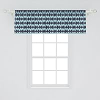 Ambesonne Navy Window Valance Pack of 2, Diamond Shaped Blurry Ikat Pattern Chevron Effects Image, Rod Pocket Curtain Valances for Kitchen Bedroom, 42