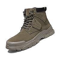 Fashion New Men's Shoes Mens Work Ankle Boots,Lightweight Leather Safety Footwear,Casual Lace-up Handmade Stitching Non-slip Trainers Shose,Outdoor Hiking Hunting Walking Trekking Non-slip and breatha