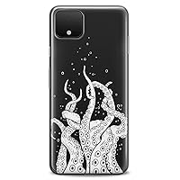 TPU Case Compatible for Google Pixel 8 Pro 7a 6a 5a XL 4a 5G 2 XL 3 XL 3a 4 White Octopus Tentacles Design Flexible Silicone Ocean Animal Clear Sealife Print Woman Slim fit Girls Soft Cute