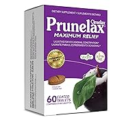 Prunelax Ciruelax Maximum Relief Laxative Tablets with Natural Senna for Occasional Constipation, Senna Extract, Vegan & Gluten-Free, Gentle Overnight Relief - 60ct