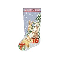 Personalized Christmas Stocking Cross Stitch Patterns PDF, Counted Modern Easy DMC Holiday Stockings, The Velveteen Rabbit Cute Cross Stitch, Simple Animal Design for Beginner DIY, Digital Download