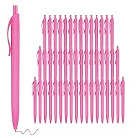 Pens Bulk, 50 Pack No Bleed Pink Click Pens, Wholesale Retractable Ballpoint Pens, Pens Medium Point, Smooth Ink Pens, 1.0MM Pink Ink