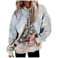 Women's Winter Outfits Casual Fashion Christmas Print Long Sleeve Pullover Hoodies Sweatshirts, S-3XL
