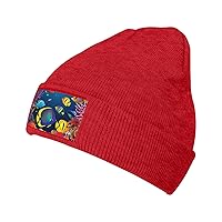 Knitted Hat The Underwater World Tropical Fish Print Beanie for Women Soft Warm Beanie Cap Casual Knit Hat Men Winter Beanies Red