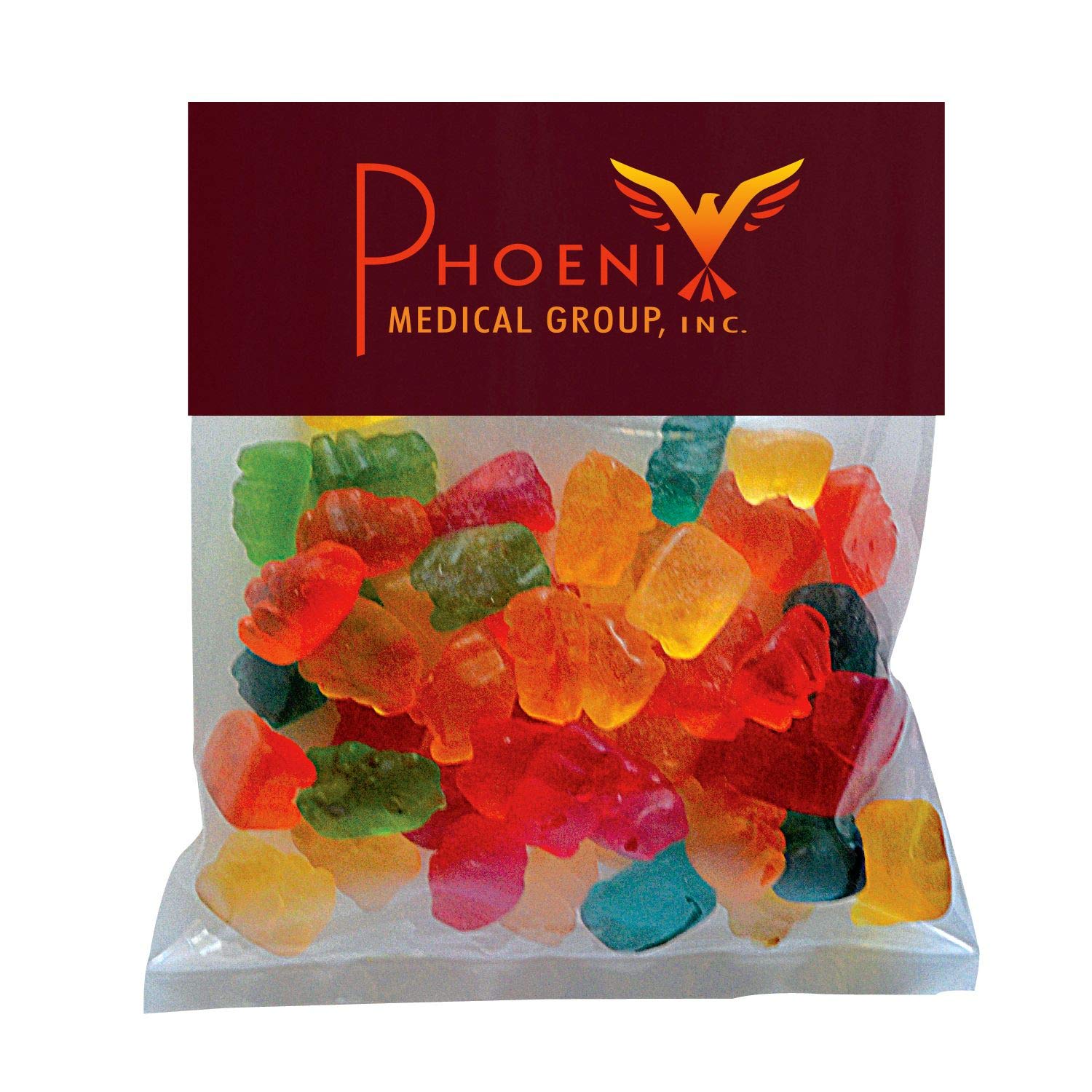 Candy Gift Pack-Gummy Bears with CUSTOMIZED Business Card Magnet in Small Header Pack- BULK Quantities--500 per package- BULK