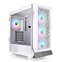 Thermaltake Ceres 500 Snow Edition Mid Tower E-ATX Computer Case with Tempered Glass Side Panel; 4 Preinstalled PWM ARGB Fans; Rotational PCIe Slots & GPU Holder; CA-1X5-00M6WN-00; 3 Years Warranty
