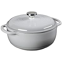 Lodge 4.5 Quart Enameled Cast Iron Dutch Oven with Lid – Dual Handles – Oven Safe up to 500° F or on Stovetop - Use to Marinate, Cook, Bake, Refrigerate and Serve – Gray