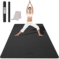 Large Yoga Mat (6'x 4'), Extra Wide Workout Mat for Men and Women, Yoga Mat Thick 1/3 &1/4 Exercise Mats for Home Workout, Yoga, Pilates (Black,1/4 inch)