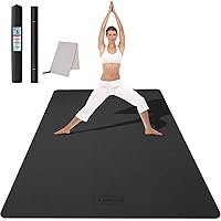 CAMBIVO Large Yoga Mat (6'x 4'), Extra Wide Workout Mat for Men and Women, Yoga Mat Thick 1/3 &1/4 Exercise Mats for Home Workout, Yoga, Pilates (Black,1/4 inch)