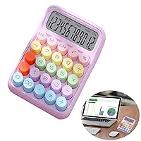 Colorful Calculator, Candy-Colored Electronic Desktop Calculators with 12Digit Large LCD Display and Big Round Buttons, Typewriter-Inspired Mechanical Key Calculator for Office,School, Home, Business