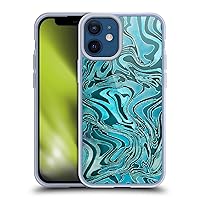 Head Case Designs Officially Licensed LebensArt Turquoise Geo Liquid Marble Soft Gel Case Compatible with Apple iPhone 12 Mini and Compatible with MagSafe Accessories