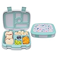 Bentgo® Kids Prints Leak-Proof, 5-Compartment Bento-Style Kids Lunch Box - Ideal Portion Sizes for Ages 3 to 7 - BPA-Free, Dishwasher Safe, Food-Safe Materials - 2023 Collection (Sea Life)