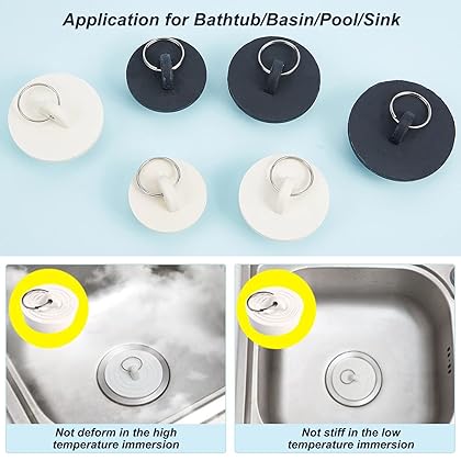 INFUNLY 6 Pack Bathtub Plug Drain Stopper, Rubber Sink Stopper with Hanging Ring Bath Stopper for Tub Drain Kitchen Sink Plug for Bathtub Bathroom Laundry Sink