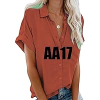 EFOFEI Women's Short Sleeves Button T-Shirt Fashion Solid Color Tunic AA17