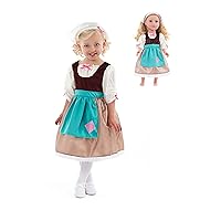 Little Adventures Cinderella Day Dress Up Costume (Medium Age 3-5) with Matching Doll Dress - Machine Washable Child Pretend Play and Party Dress with No Glitter