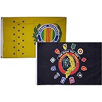 2x3 Vietnam Veteran Vet Yellow & Black 2 Pack Flag Wholesale Combo 2'x3' Super Polyester Nylon Fade Resistant Double Stitched Premium Penant House Banner Grommets