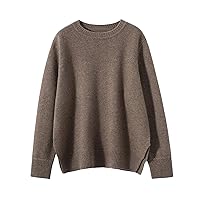 Autumn and Winter 100% Cashmere Sweater Round Neck Women's Soft Loose Thickened Knitted Sweater