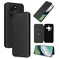 ZORSOME for Huawei Mate 60 Pro Flip Case,Carbon Fiber PU + TPU Hybrid Case Shockproof Wallet Case Cover with Strap,Kickstand,Stand Wallet Case for Huawei Mate 60 Pro,Black