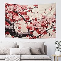 Dwrepo Japanese Floral Cherry Blossom Print Tapestry Large Fashion Wall Hanging Funny Home Decoration For Dorm Living Room Bedroom