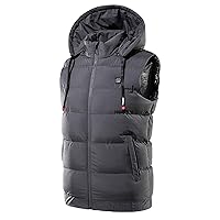 [2020 Upgrade Heated Vest with Battery Pack 5V (Unisex), Heated Jackets for Women and Men with Detachable Hood – Gray