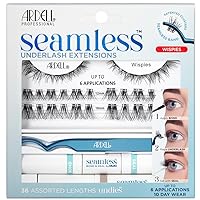 Ardell Seamless Underlash Extensions Wispies Kit, 36 Assorted Lengths, Customizable DIY Lash Clusters, Includes Bond & Seal, Remover, Applicator