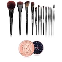 Jessup 13PCS Essential Makeup Brush Set with Makeup Brushes Cleansing Mat A006