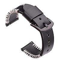Watchstraps Leather 22mm Strap Black Brown Strap, Women's Men's Strap with Quick Release Spring Bar