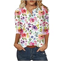 Fashion Shirts for Women, Womens Trendy Short Sleeve Tops 2024 Stylish Summer Casual Graphic Floral Printed Blouses Tees