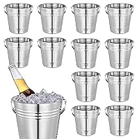10 Pack Champagne Ice Buckets Stainless Steel Ice Bucket with Handles Party Wine Bucket Beverage Chiller Beer Cooler Bucket for Home Bar Club Party Supplies, 3 L/ 3.3 Qt