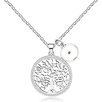 Uloveido Stainless Steel Round Disc Celtic Family Tree of Life Pendant Necklace - Round Heart Faith Mountain Mustard Seed Charm Necklace for Women Girls Mother Grandma YA4612