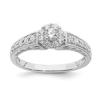 Jewels By Lux Solid 14k White Gold Halo Cluster 1/2 carat Diamond Complete Engagement Ring Available in Sizes 5 to 9 (Band Width: 2 to 3.56 mm)