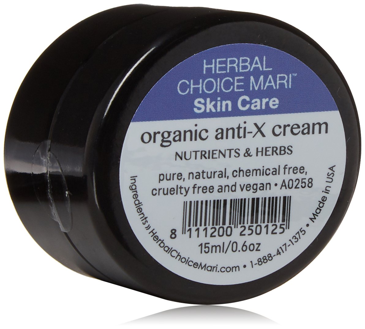 Nature's Brands Organic Anti-X (Anti-Wrinkle) Cream by Herbal Choice Mari; 0.5 fl oz Glass Jar