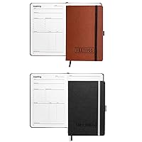Professional Color Bundle - 1 Black and 1 Brown Meeting Notebook for Work - Professional Hardcover Meeting Planner - 2 Pages Per Meeting and Extra Meeting Notes Section, Index, 160 Pages, 100gsm Paper
