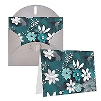 Teal Grey and White Floral Printed Greeting Card Internal Blank Folded Cards 6×4 Inches Funny Birthday Cards Thank You Card With Colorful Envelopes For All Occasions